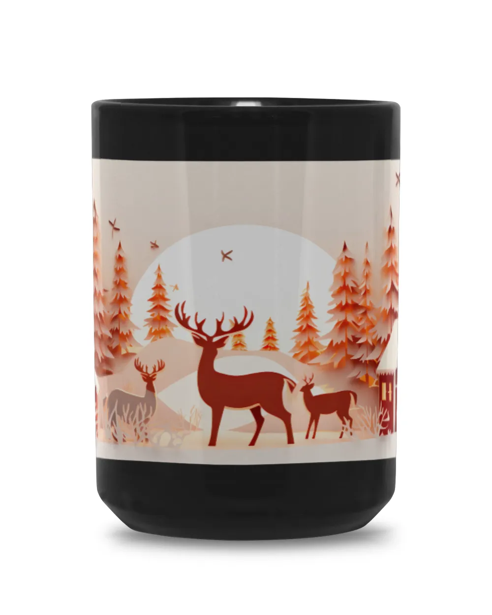 3D Christmas Mug Wrap 22 Black Mug 15oz black 15oz