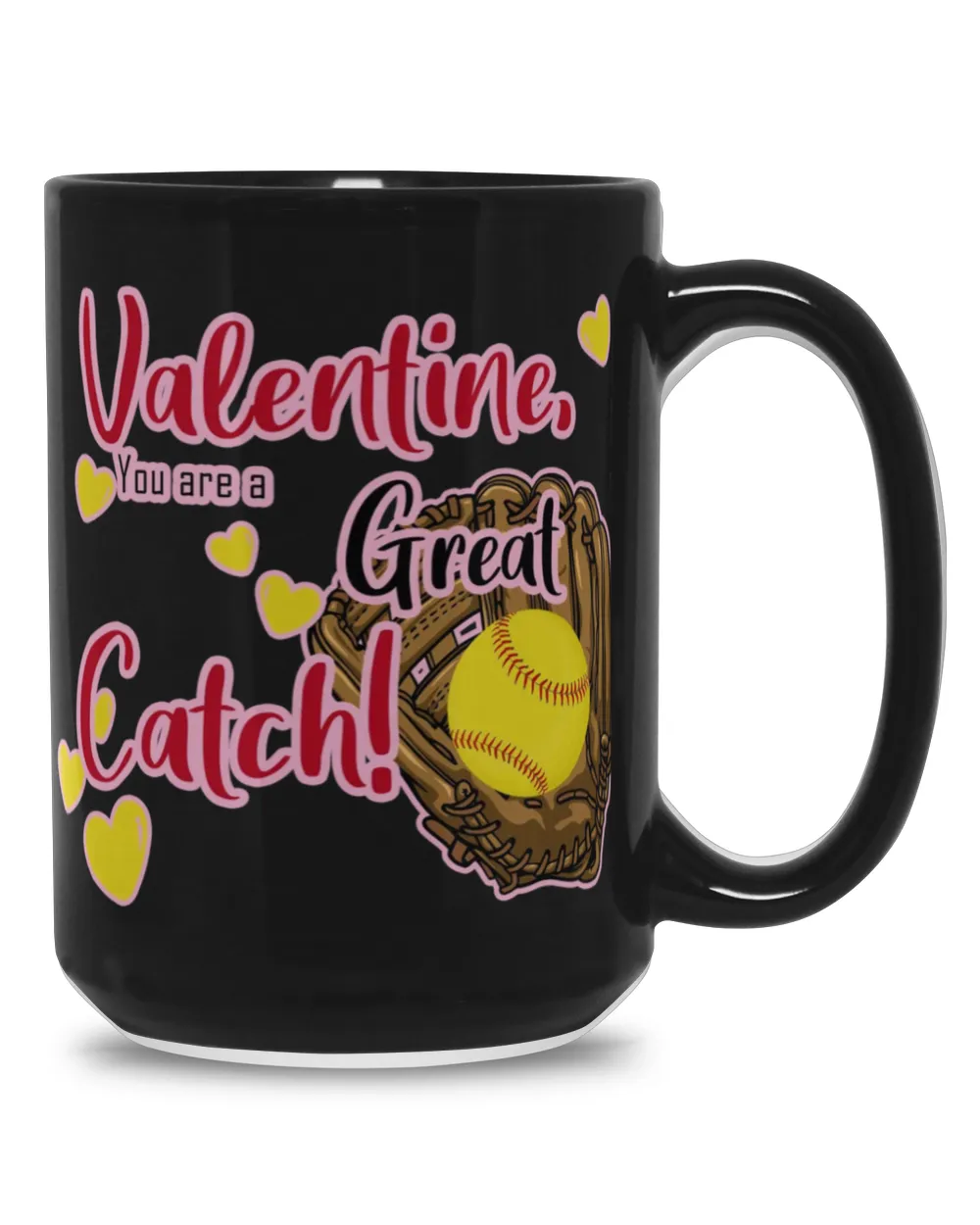 Valentine Mug- For Softball Lovers- Softball Mug Gifts Black Mug 15oz black 15oz