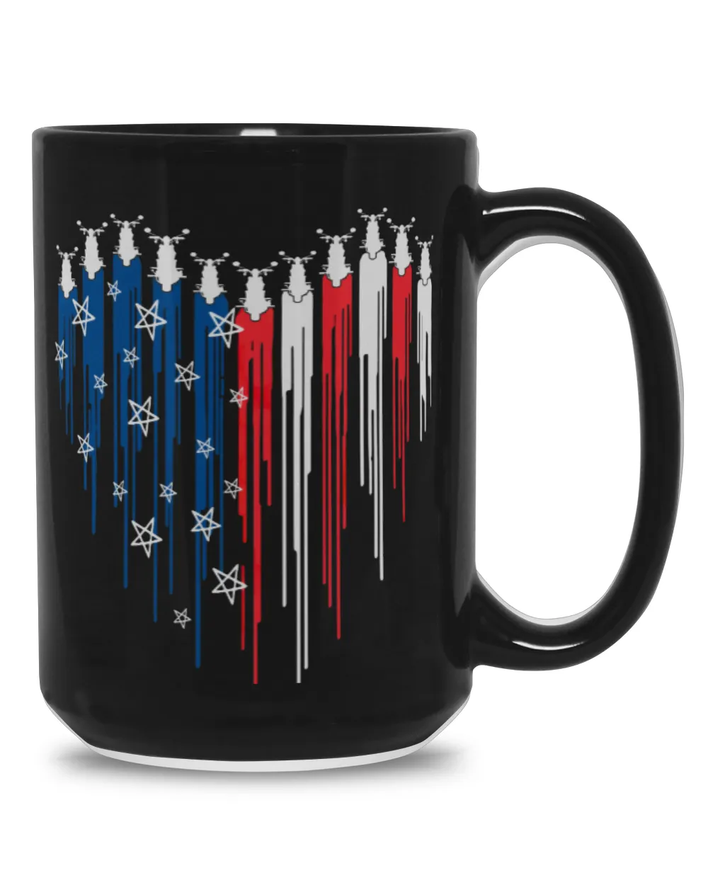 Red White Blue Heart Bobber Motorcycle Lovers Black Mug 15oz black 15oz