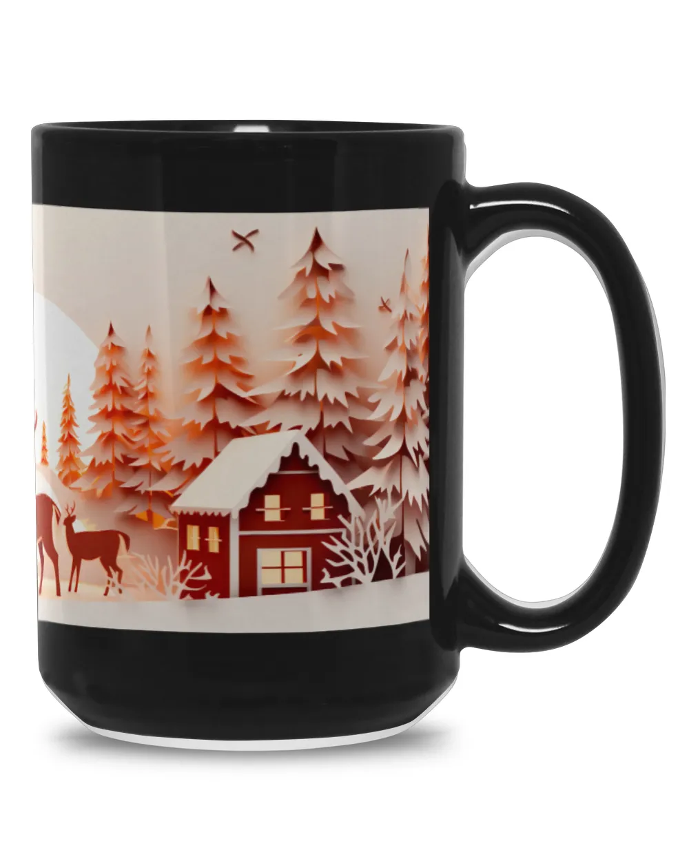 3D Christmas Mug Wrap 22 Black Mug 15oz black 15oz