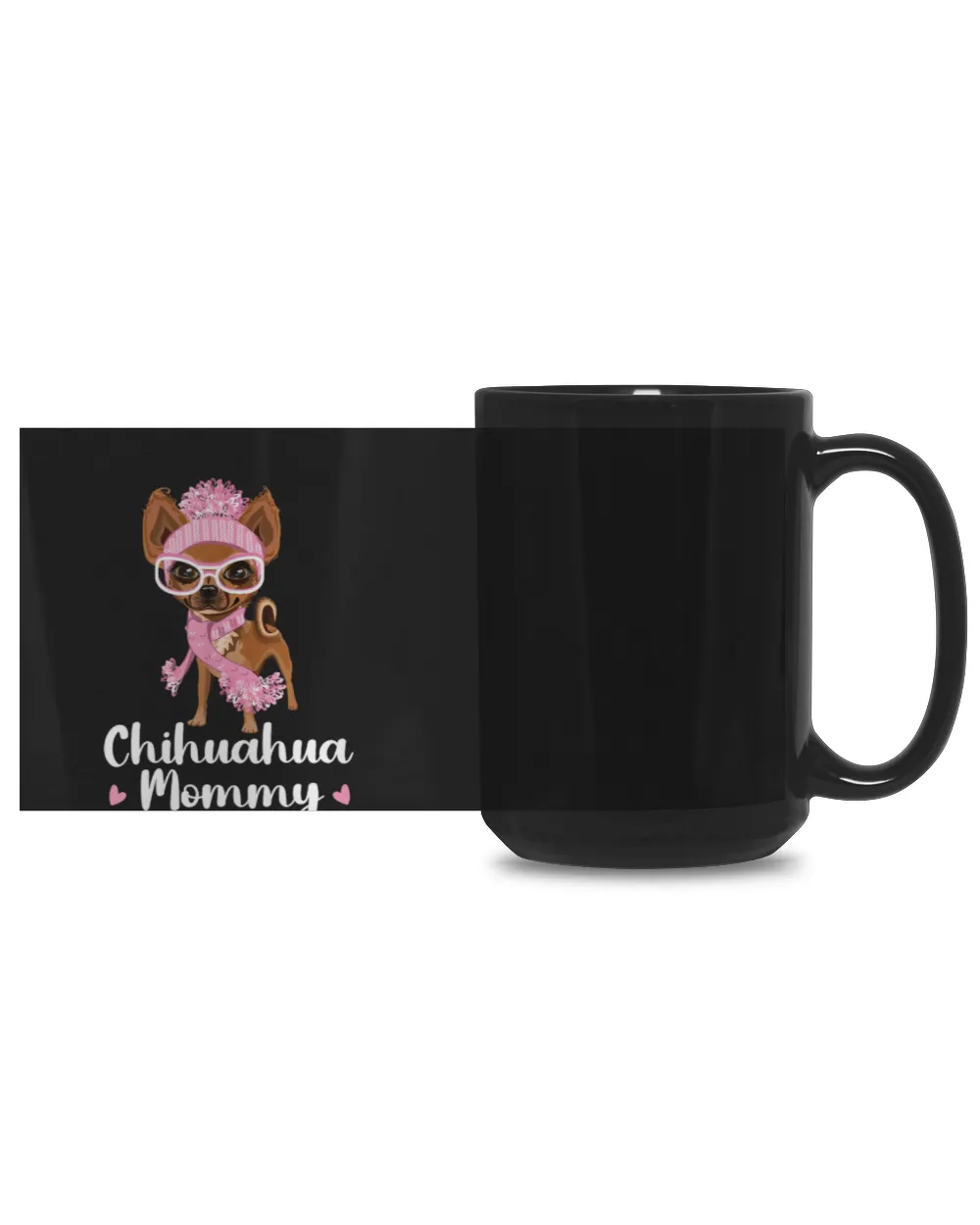 Pink Chihuahua Momy Black Mug 15oz black 15oz
