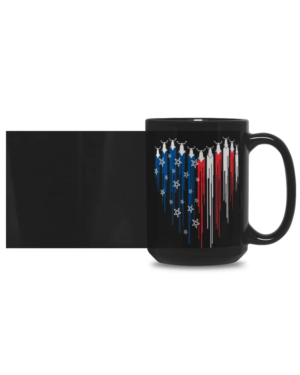 Red White Blue Heart Bobber Motorcycle Lovers Black Mug 15oz black 15oz