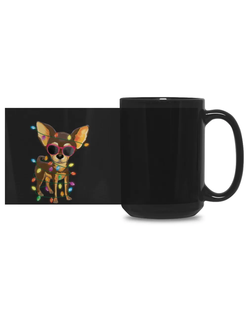 Chihuahua Christmas Tree Lights Dog Mom Dad Xmas Black Mug 15oz black 15oz