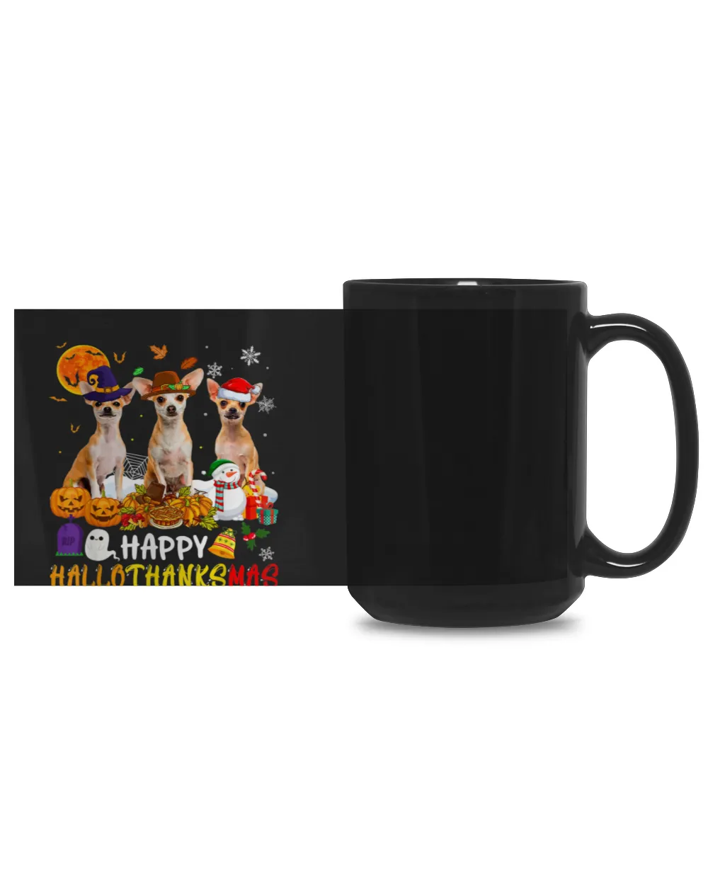 Chihuahua Dog Happy Hallo Thank Xmas Dog Lover Black Mug 15oz black 15oz