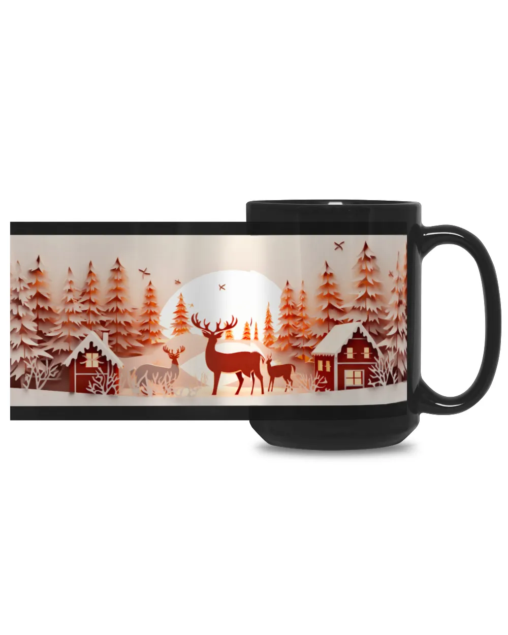 3D Christmas Mug Wrap 22 Black Mug 15oz black 15oz