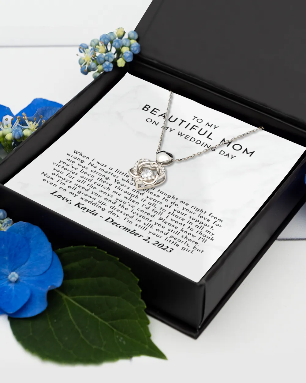 Mother of the Bride Heart Knot Necklace, Mother of the Bride Gifts, Mom Wedding Gift from Bride, Mother of the Bride Gift from Daughter, Gifts For Mom