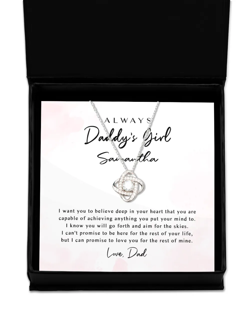 Personalized Daughter Necklace - "Always Daddy's Girl - Believe, Achieve, Soar"