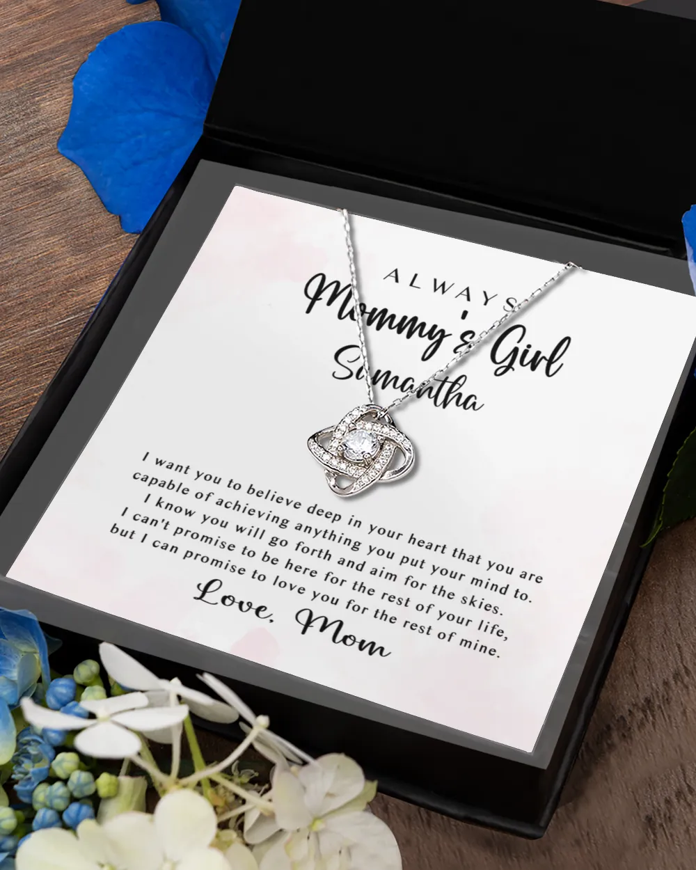 Personalized Daughter Necklace - "Always Mommy's Girl - Believe, Achieve, Soar"