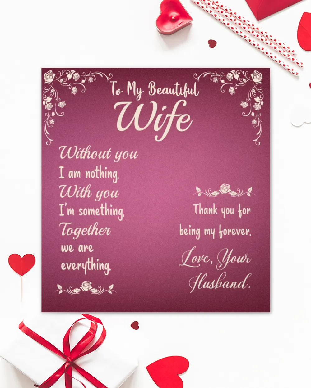 To My Beautiful Wife - Gift From Husband With Message Card