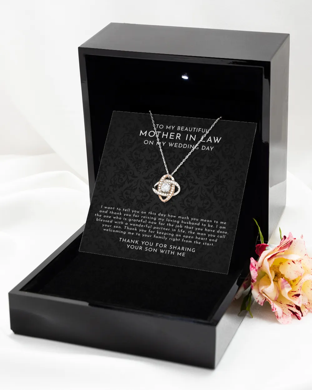 To My Mother In Law Love Knot Rose Gold Necklace, Mother In Law Wedding Gift, Future Mother In Law Gift, Mother Of Groom Gift From Bride, Mother In Law Gift, Necklace Gifts For Mother Of Groom