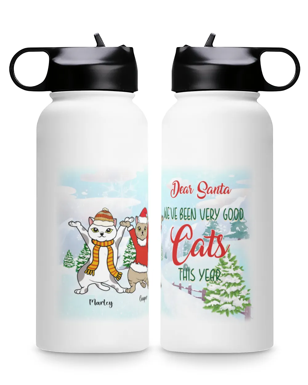 Dear Santa We're Been Very Good Cats This Year Premium Water Bottle