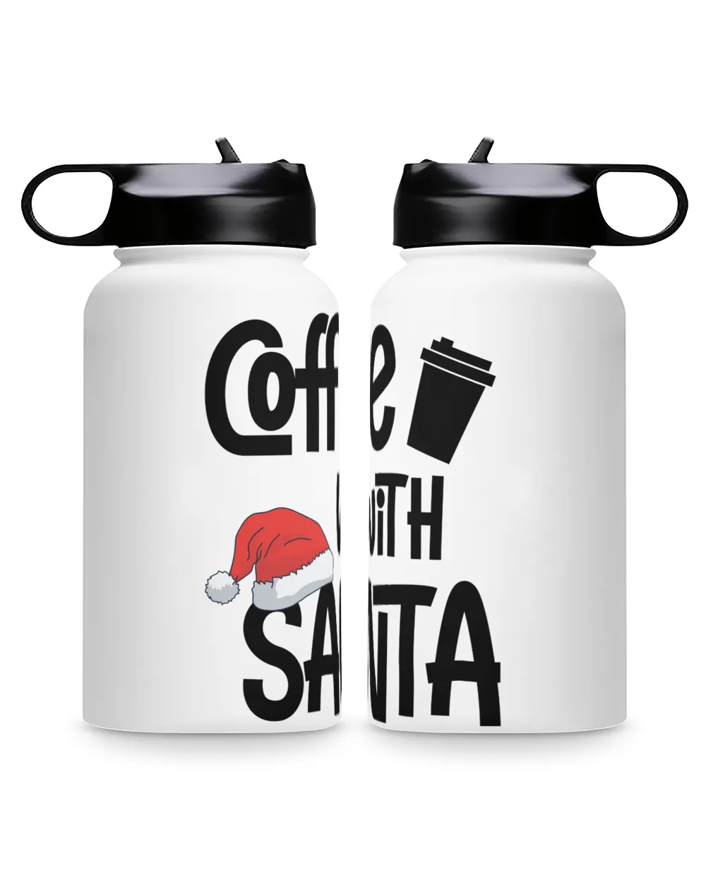 Coffee With Santa Premium Water Bottle, Santa Claus's hat