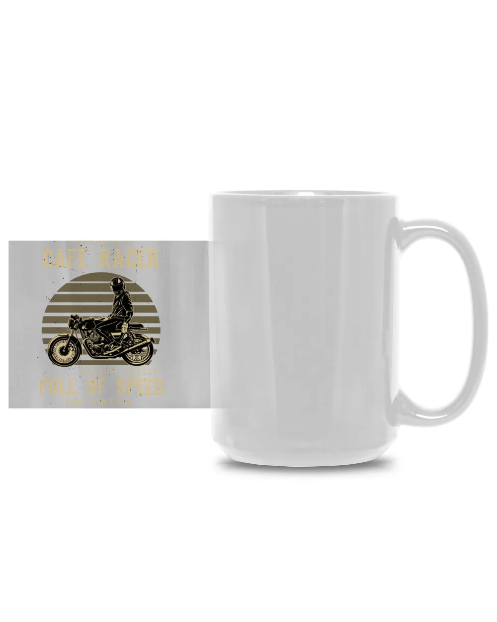 Men Cafe racer Full of Speed Mug White Mug 15oz white 15oz