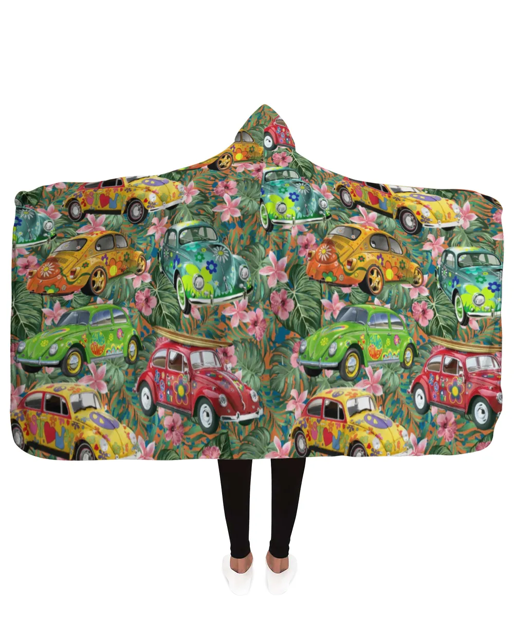 hoodie blanket jacket with beautiful Car, tree and flower pattern