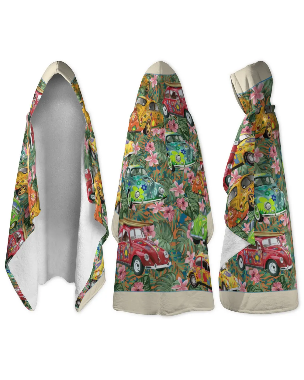 hoodie blanket jacket with beautiful Car, tree and flower pattern