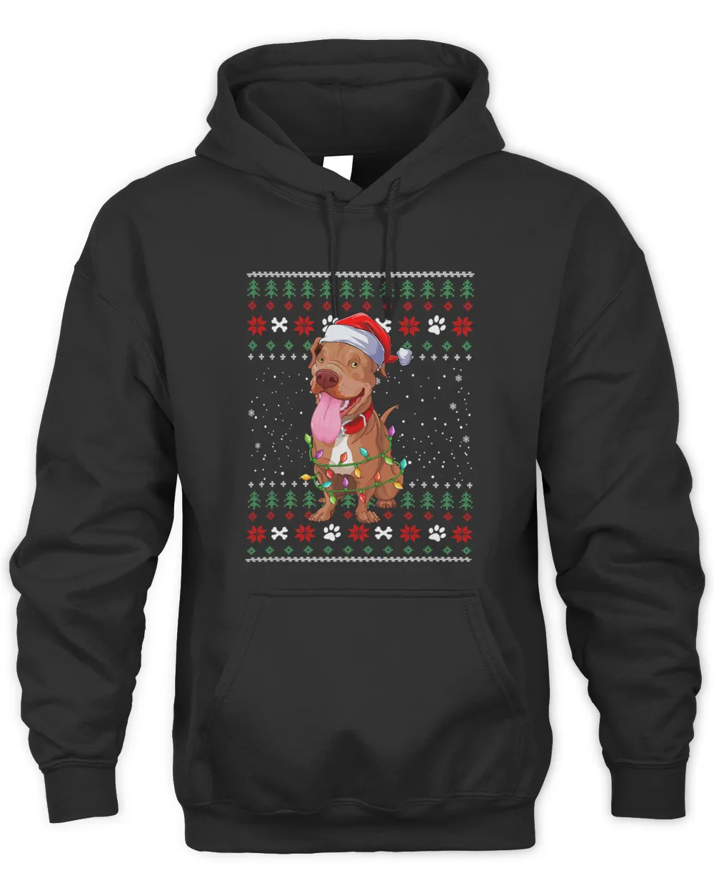 Pitbull Santas Hat Lights Ugly Christmas Sweater Holiday