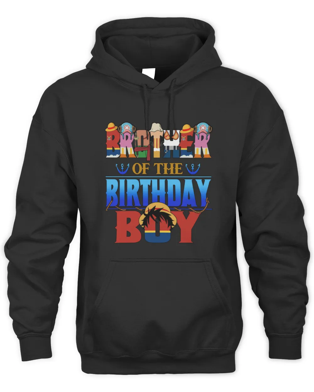 Brother Of The One Piece Birthday Boy Unisex Premium Hoodie black s