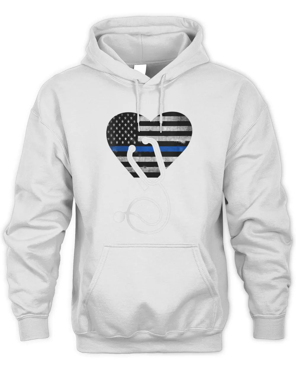 Womens American Flag Heart With Police Thin Blue Line Nurse Rn Lvn V-Neck