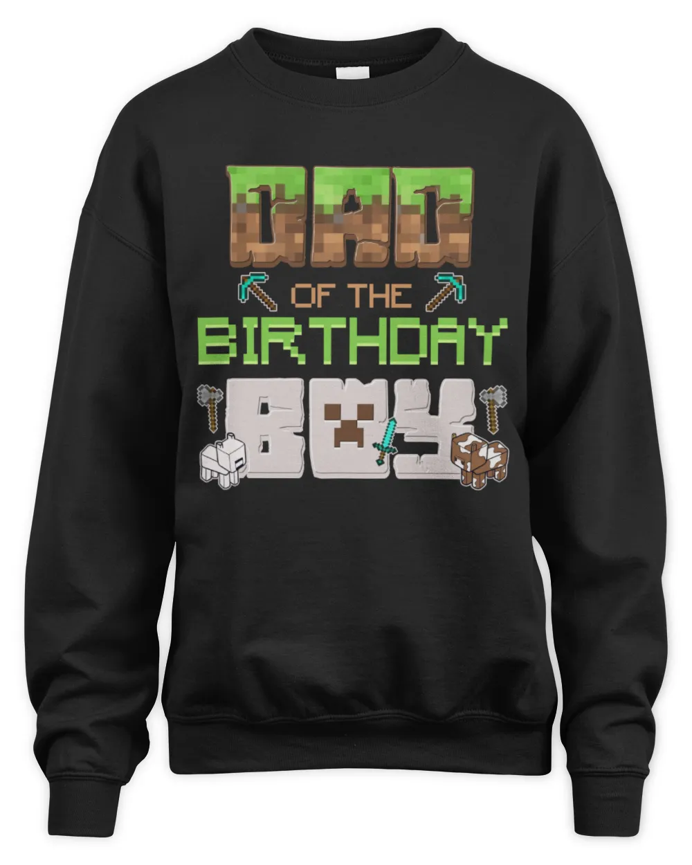 Dad Of The Birthday Boy Minecraft Unisex Premium Crewneck Sweatshirt black s