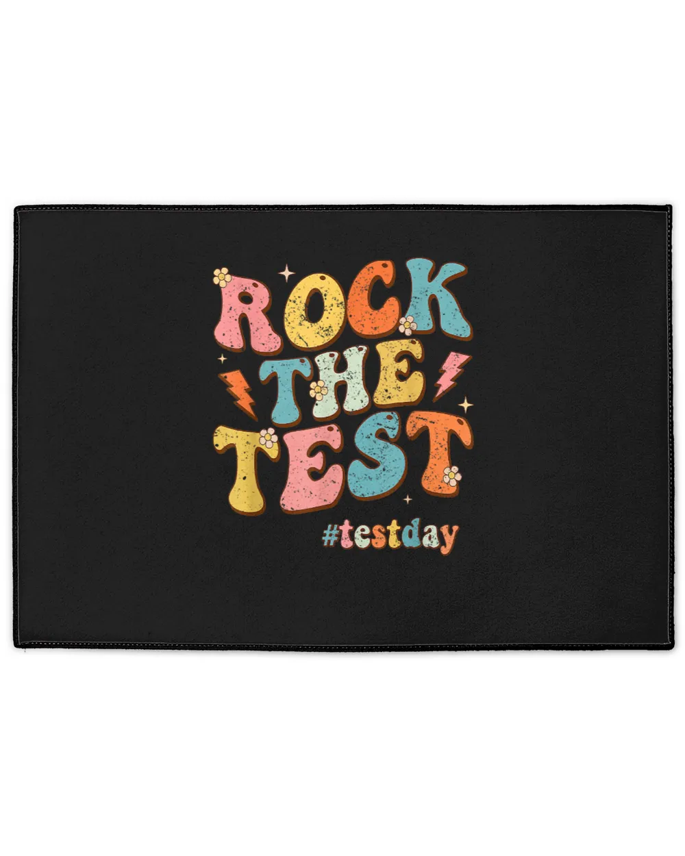 Rock The Test Testing Day Motivational Teacher Student Indoor Floor Mats black 18x24in