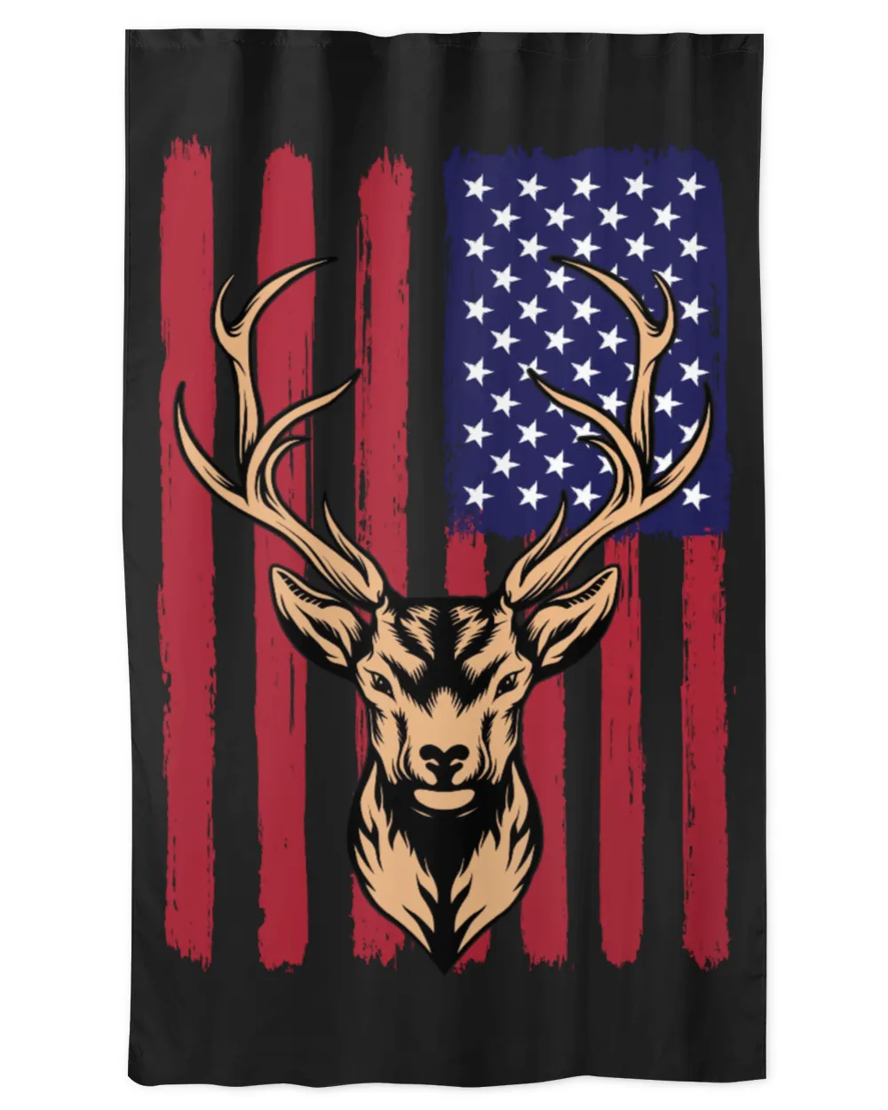 Deer Head Vintage US Flag