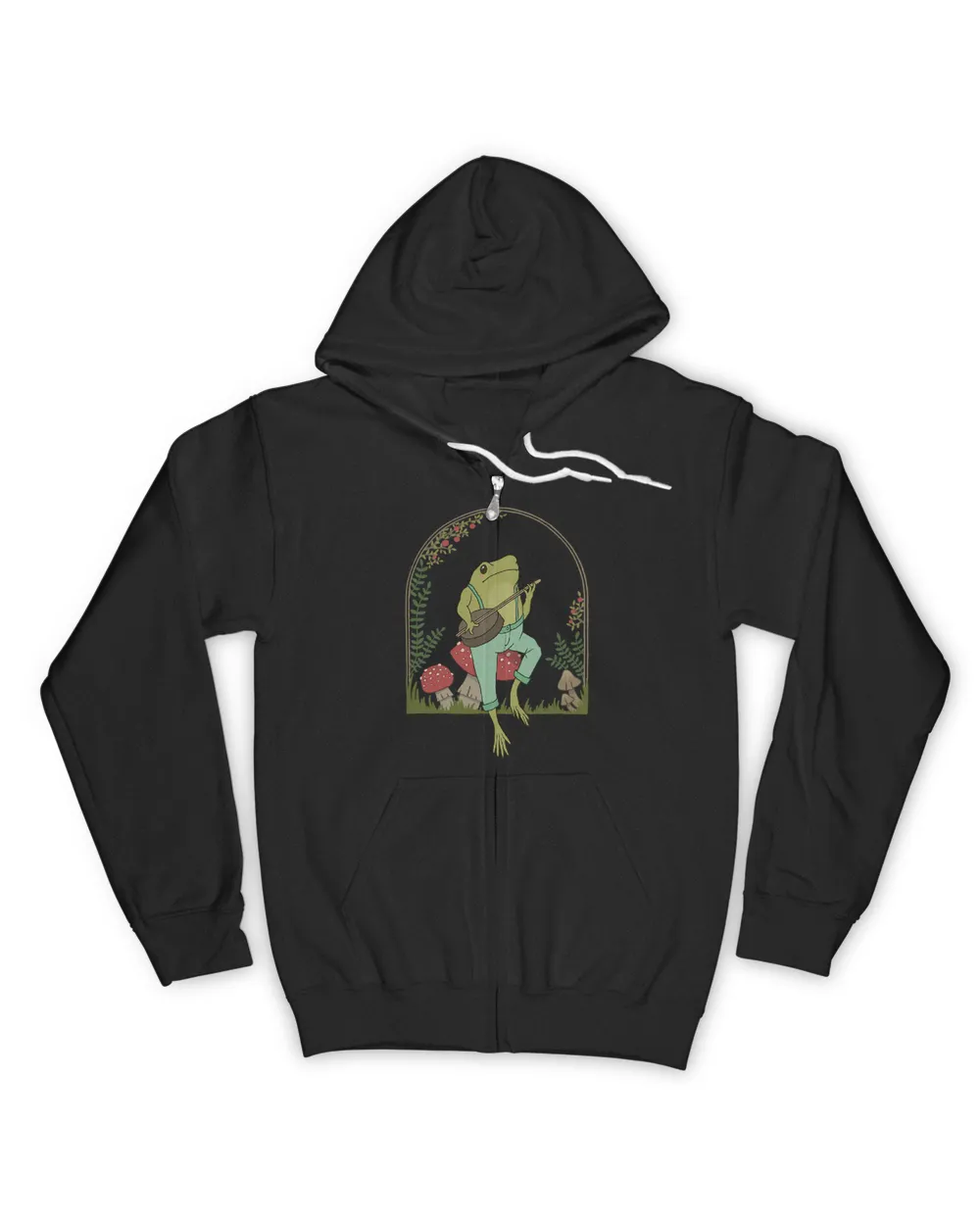 Cottagecore Aesthetic Frog Playing Banjo On Mushroom Cute T-Shirt