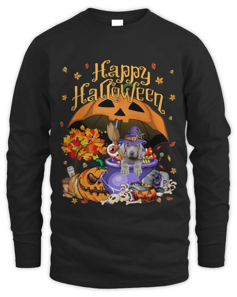 Halloween Autumn Witch Weimaraner
