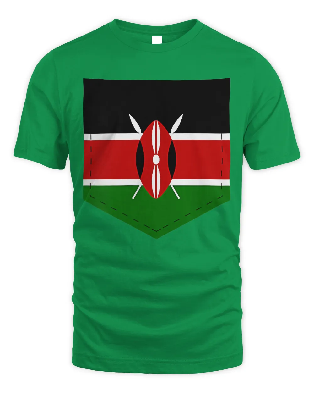 Kenya Flag T-Shirt with Printed Kenyan Flag Pocket