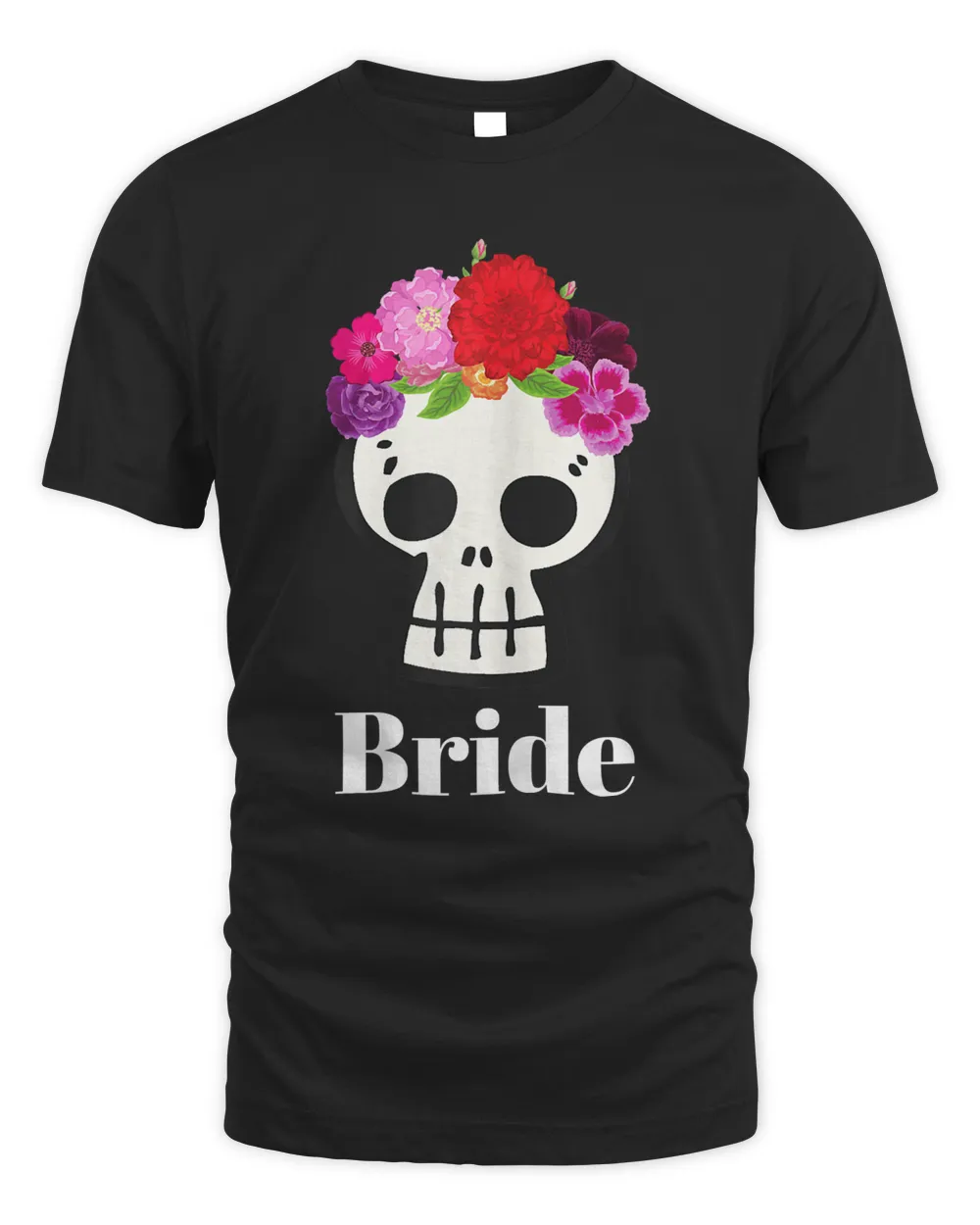 womens women's mexican sugar skull bride wedding party flower boda t-shirt