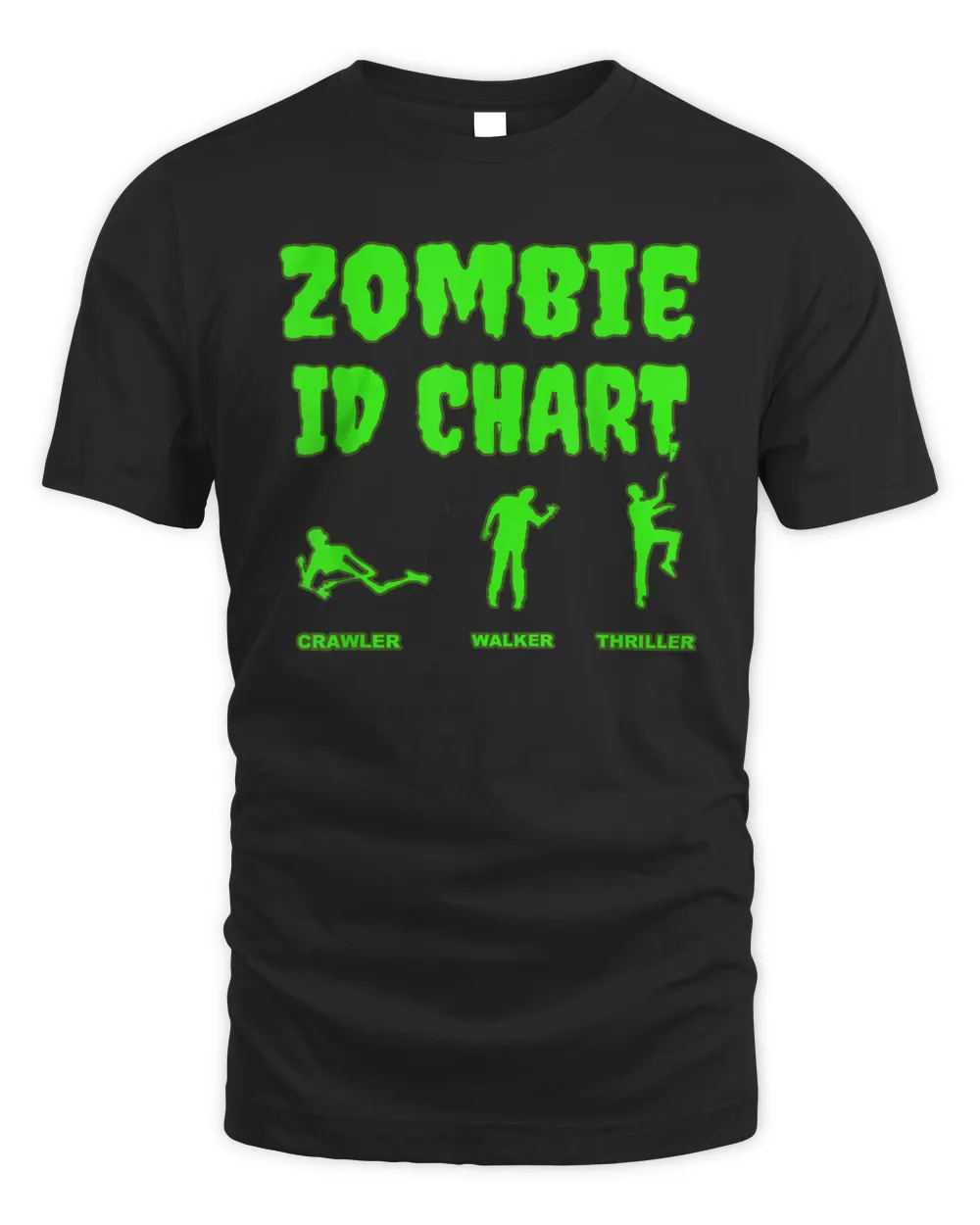 zombie apocalypse id chart crawler walker thriller halloween t-shirt