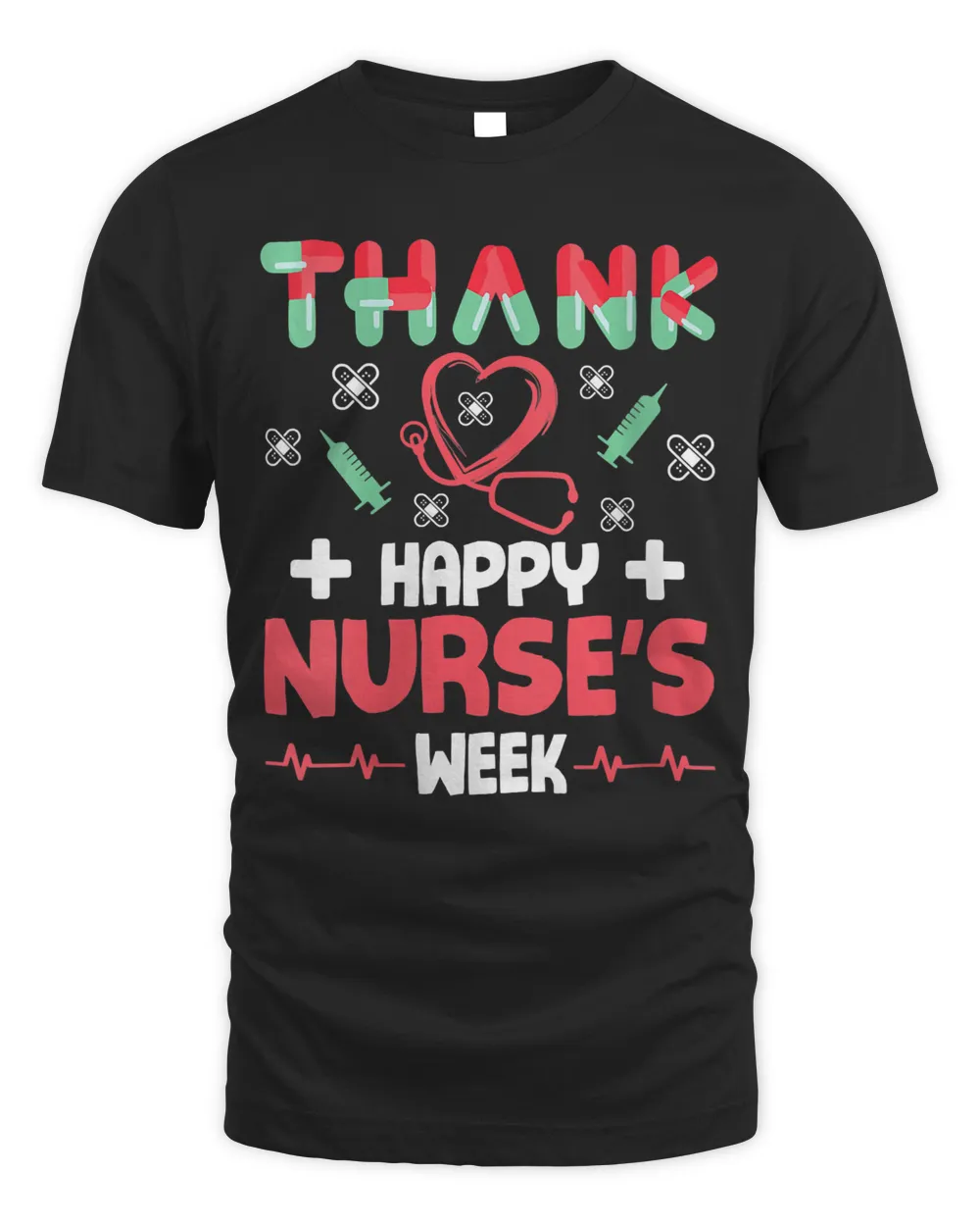 Womens Heartbeat Thank Happy Nurses Week Day Nana Papa Dad Mom V-Neck T-Shirt