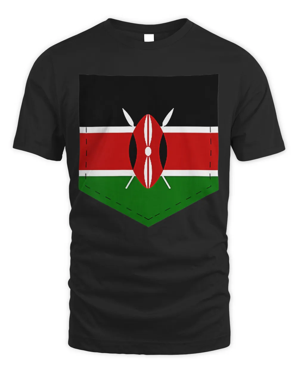 Kenya Flag T-Shirt with Printed Kenyan Flag Pocket