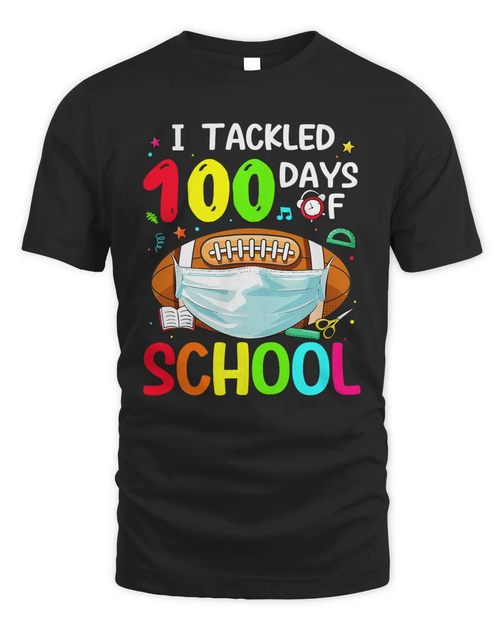 Football I Tackled 100 Day Of School Football Mask Face 100th Day 88