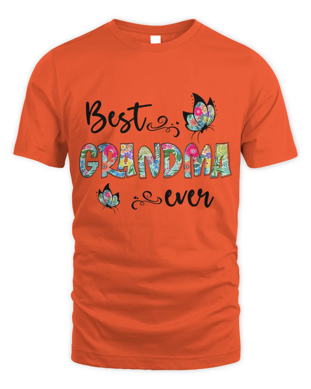 Best Grandma Ever Shirt Flower Decor Thanksgiving Womens T-Shirt