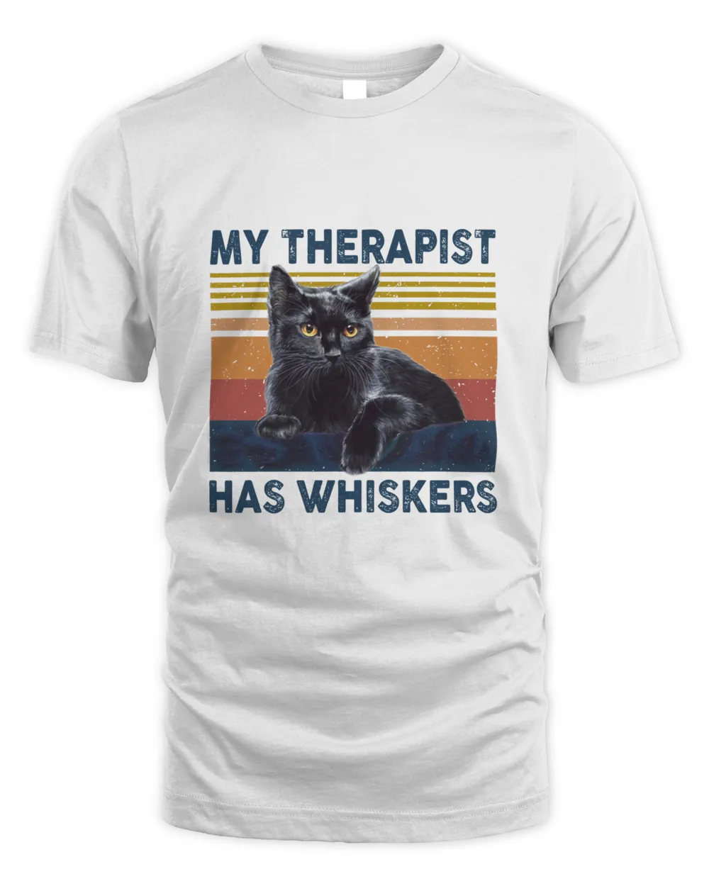 Black Cat My Therapist Has Whiskers Kitty Kitten