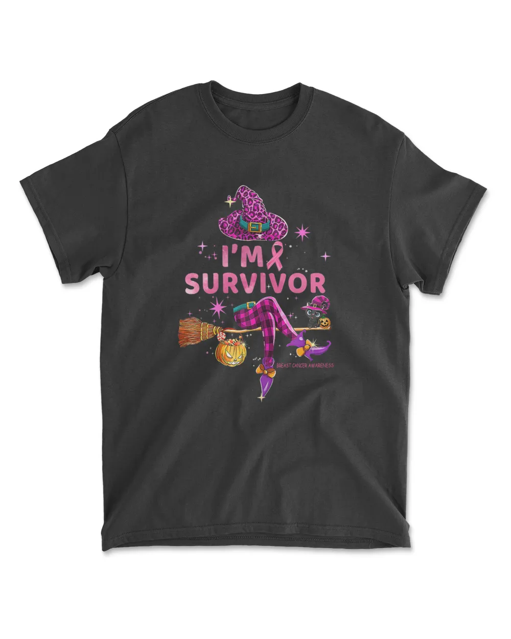 I’m Survivor Breast Cancer Funny Witch Leopard Pink Ribbon Shirt