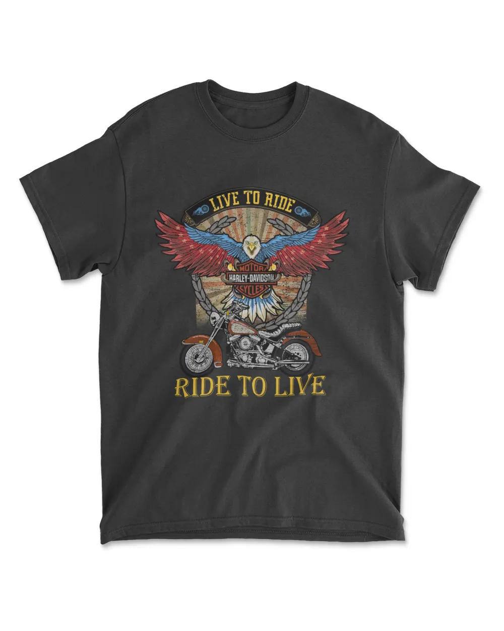 Live To Ride Ride To Live Harley Eagle Motorcycle Retro Vintage