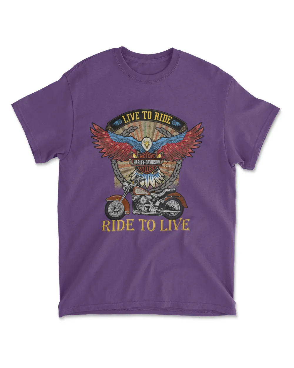 Live To Ride Ride To Live Harley Eagle Motorcycle Retro Vintage