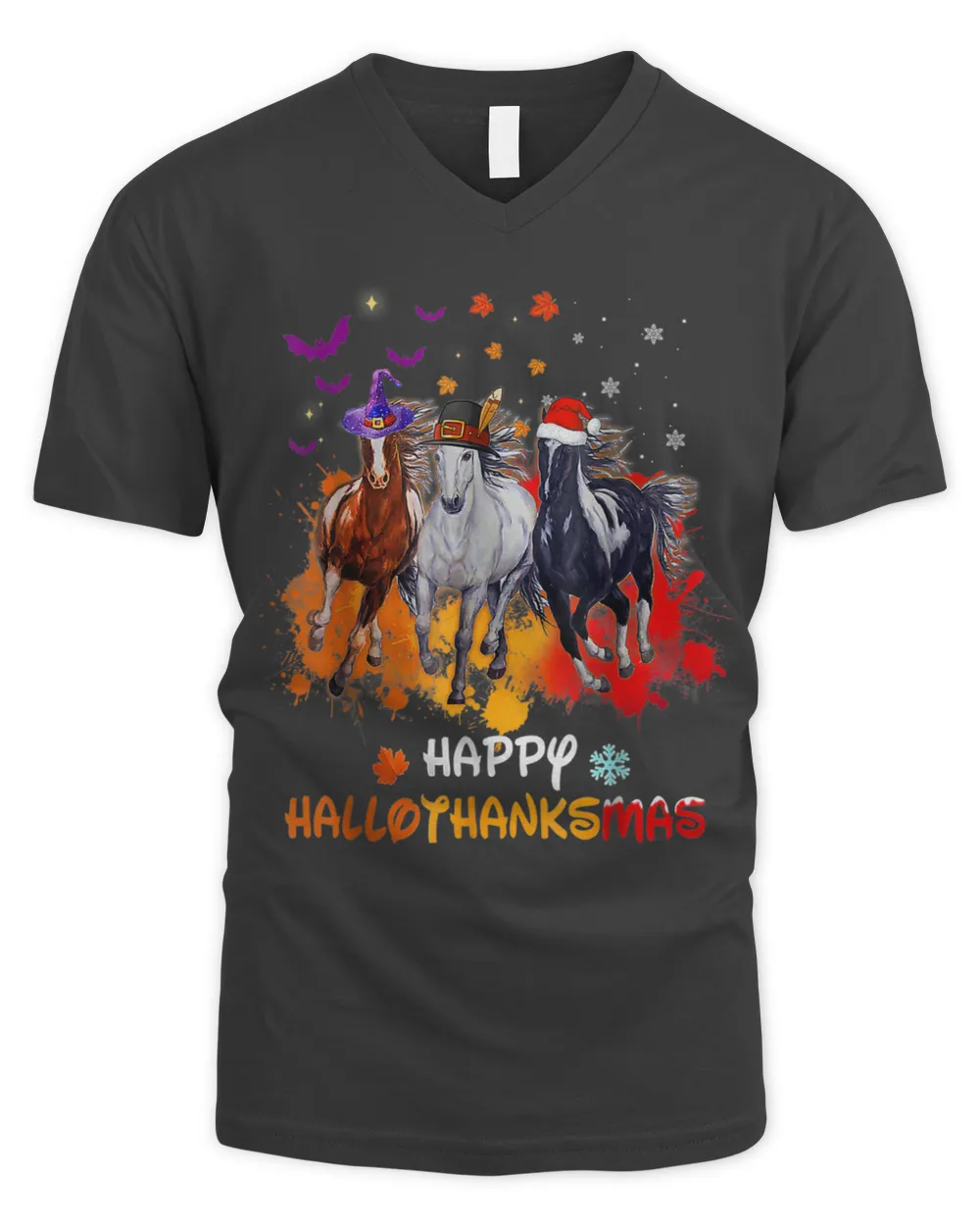 Horse Halloween And Merry Christmas Happy Hallothanksmas