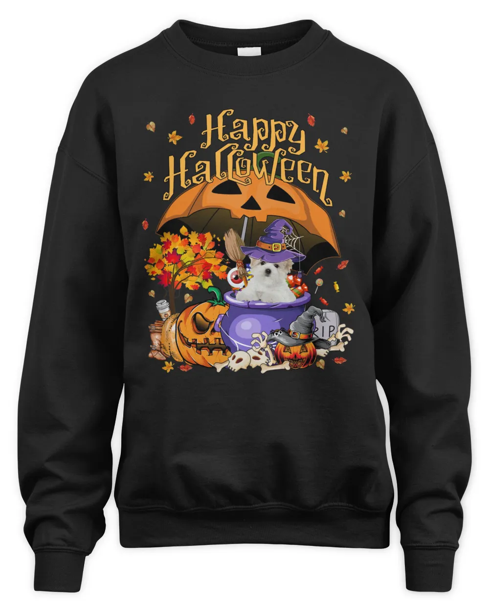 Halloween Autumn Witch Maltese