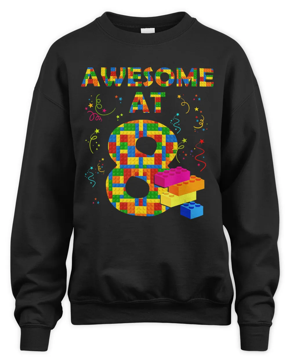 Birthday Shirt For Boys Age 8 Eight Blocks Bricks Theme T-Shirt
