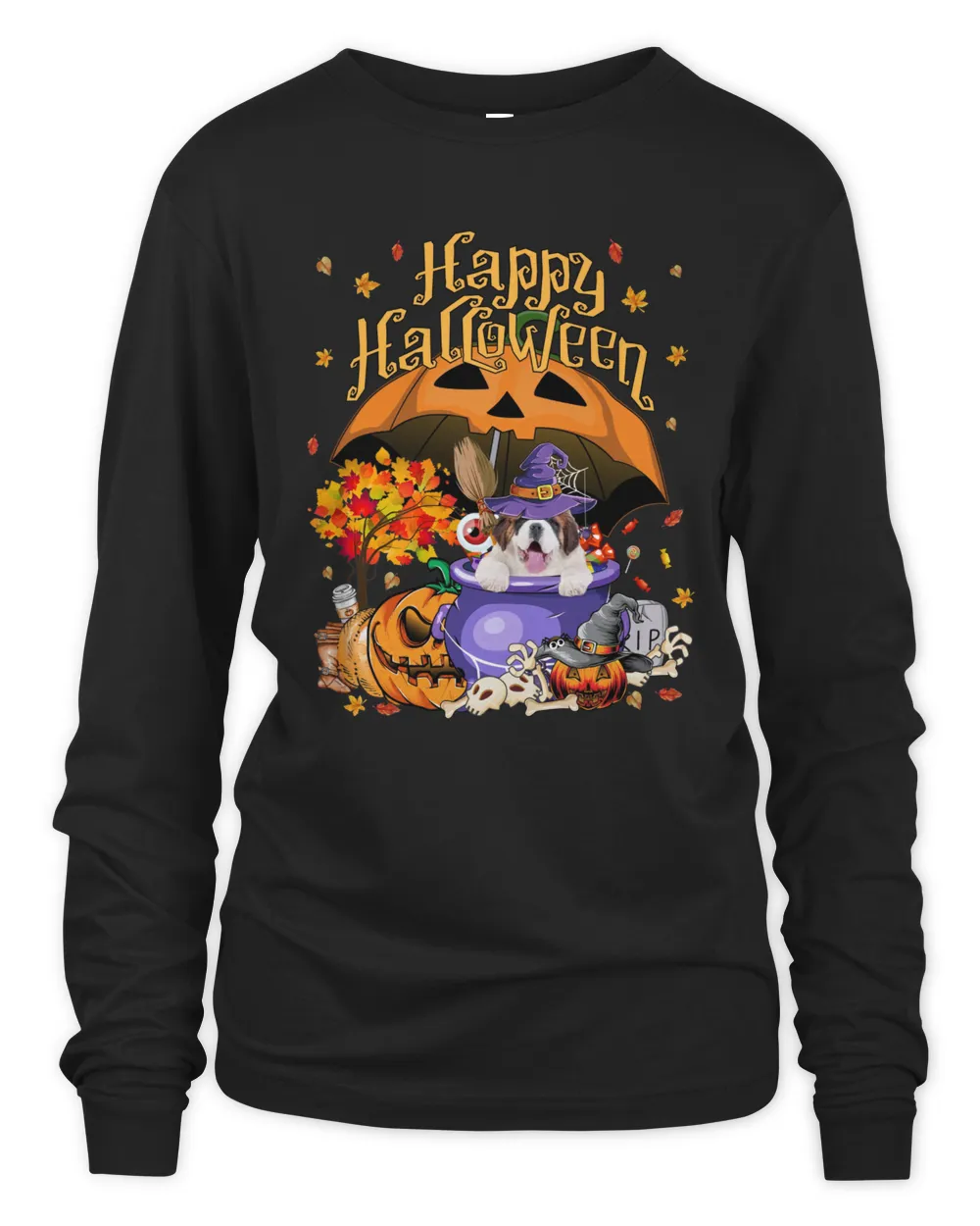 Halloween Autumn Witch Saint Bernard