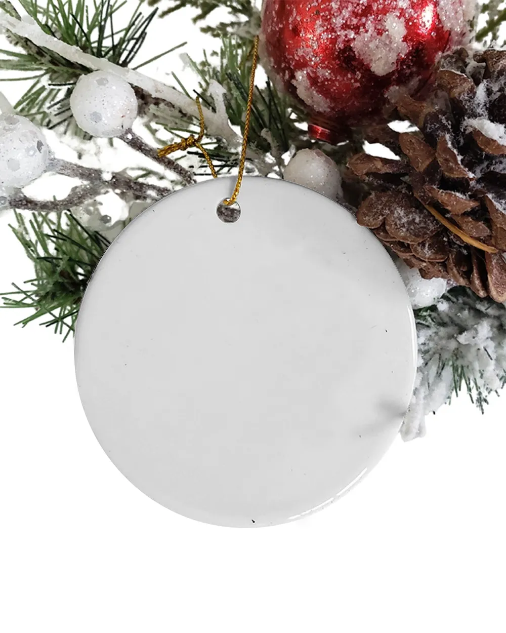 Personalized Photo Mom Dad Memorial Cardinal Ornament ORN55 Circle Ceramic Ornament white one-side single