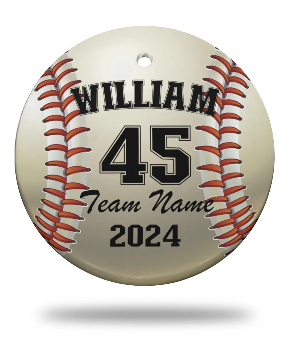 Personalized Custom Number Name Baseball Ornament  Gifts For Christmas Circle Ceramic Ornament white one-side single