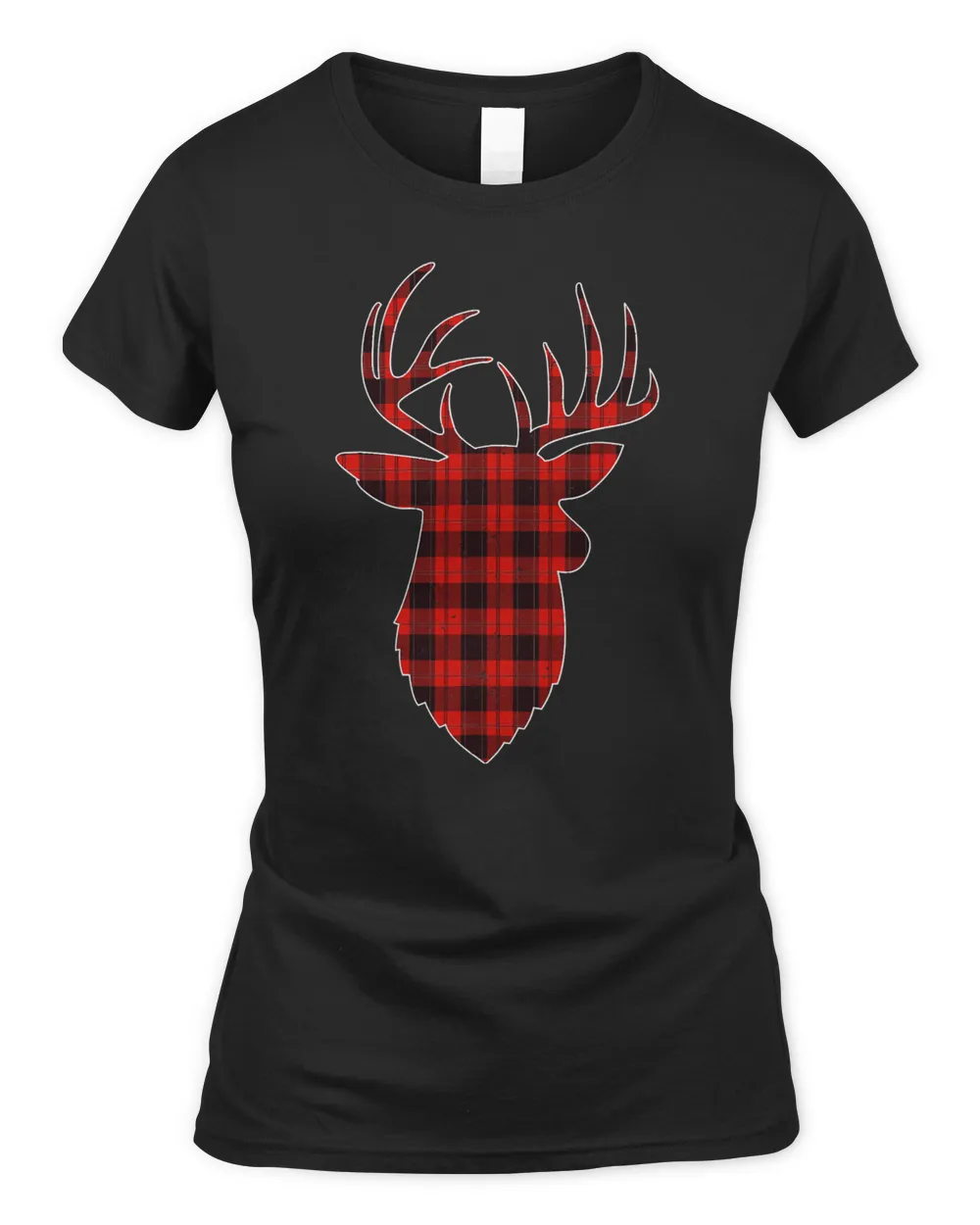 Deer Vintage Christmas Buffalo Red Plaid Flannel Deer Head 21