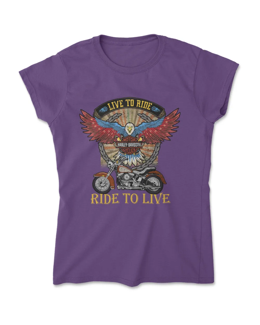 Live To Ride Ride To Live Harley Eagle Motorcycle Retro Vintage