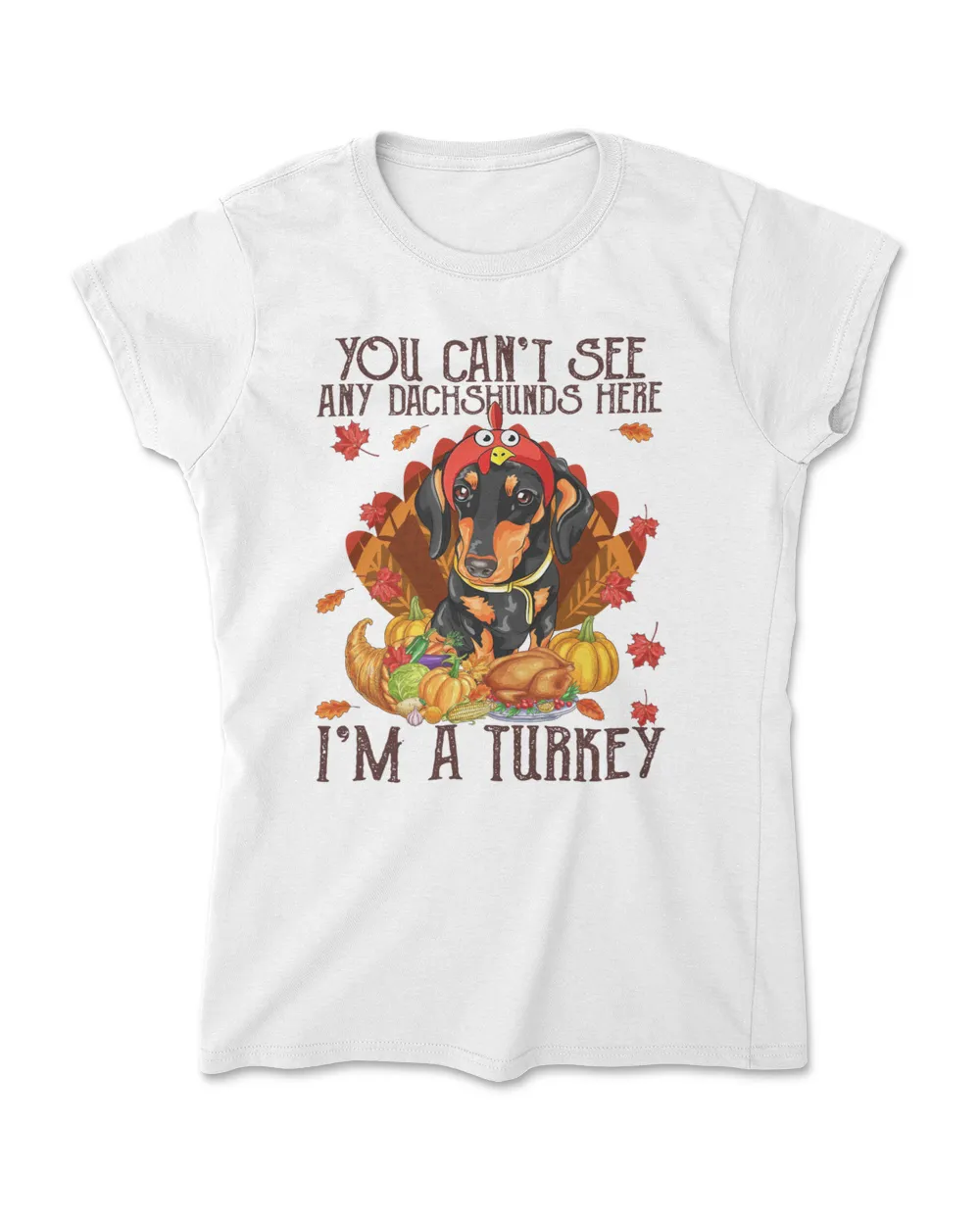 Dachshund Turkey Funny Thanksgiving Maple Leaves