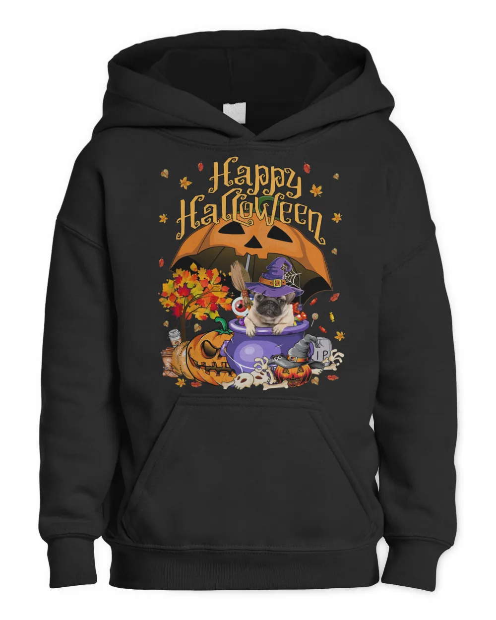 Halloween Autumn Witch Pug