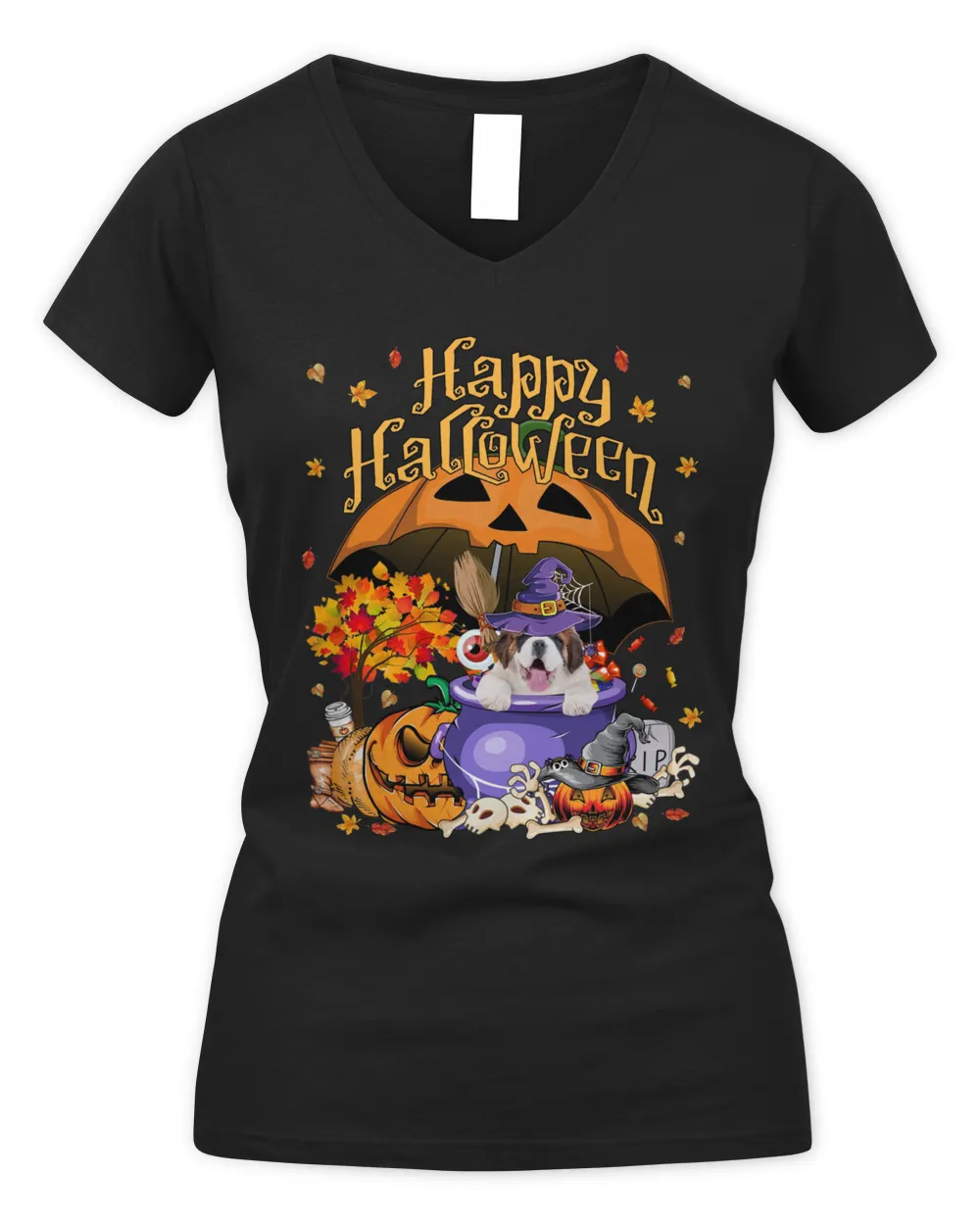 Halloween Autumn Witch Saint Bernard
