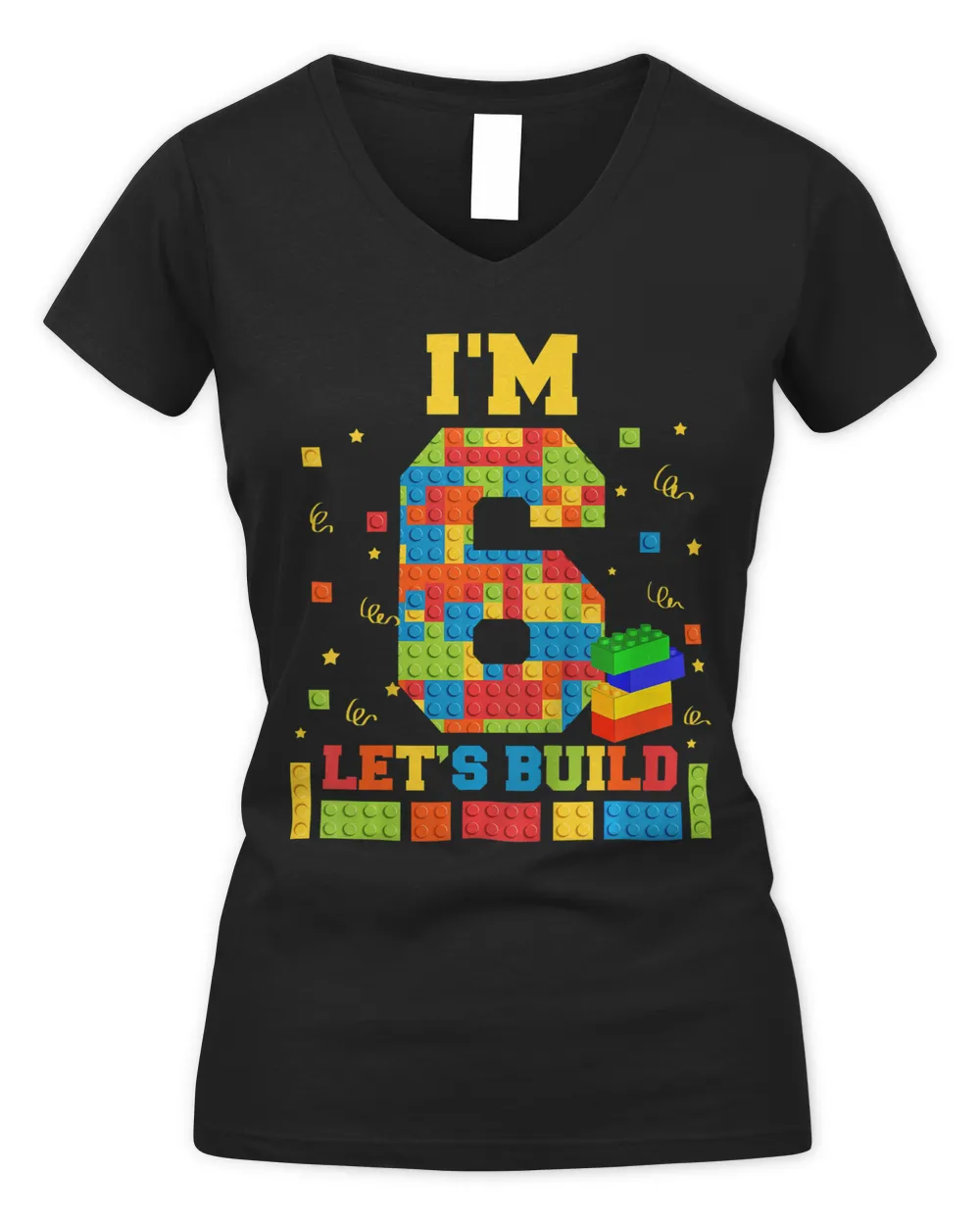Kids 6th Birthday Shirt For Kids Age 6 Lets Build Blocks T-Shirt